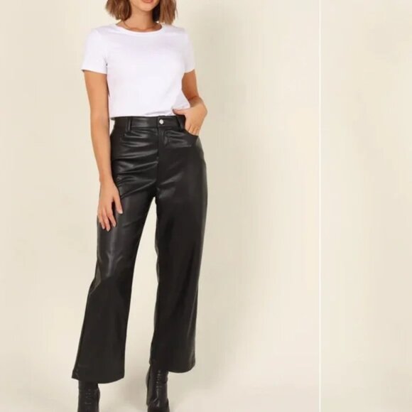 MVN The Label Eliza Faux Leather Wide Leg Pants - Picture 1 of 9